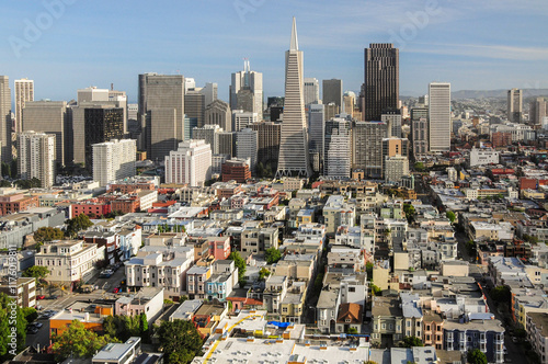 San Francisco, CA, USA. April 24, 2012: Panoramic view of downtown San Francisco buildings and streets. photo