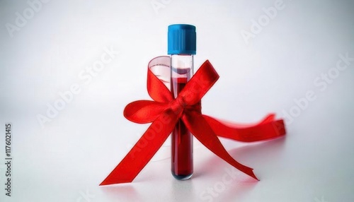 blood tube with red ribbon photo