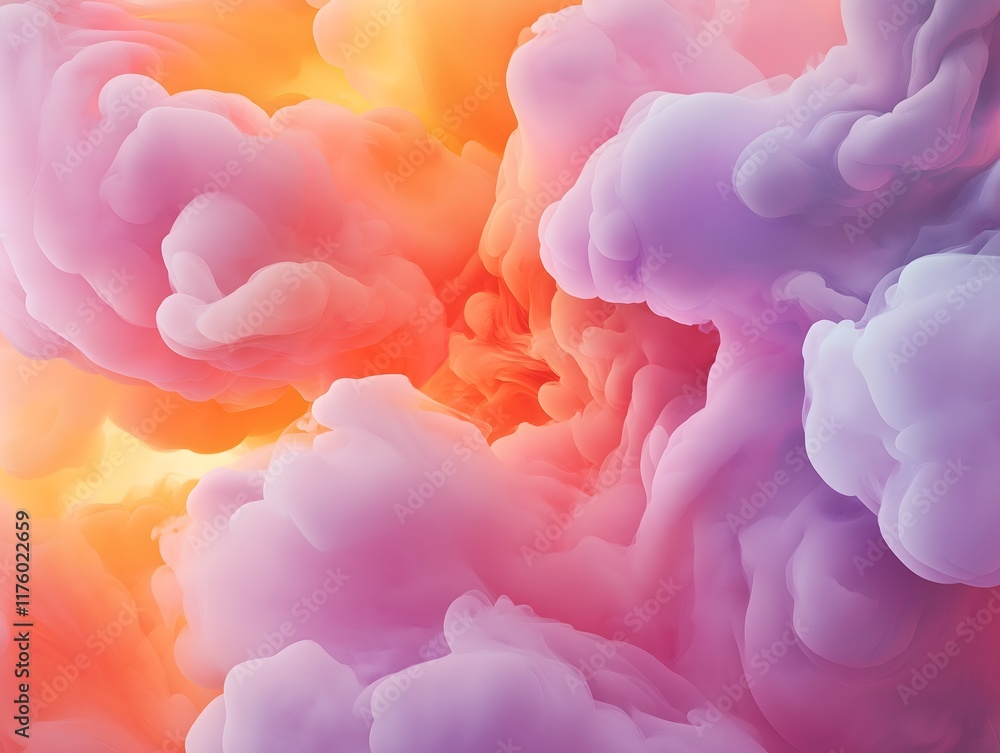 Fototapeta premium Abstract cloud-like shapes blending together in soft but vivid hues