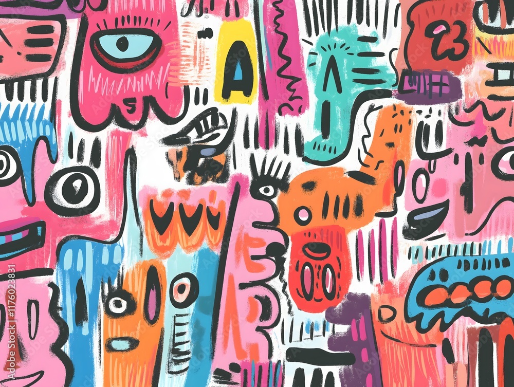 Hand-drawn scribbles and doodles in bright pastels, playful aesthetic Hand-drawn scribbles and doodles in bright pastels, playful aesthetic