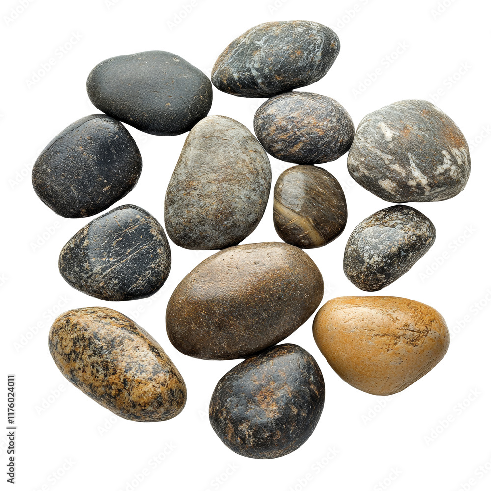 A scattering of smooth river stones of various sizes and textures on a clean transparent background, scattering of river stones on transparent background, A scattering of smooth river stones of various sizes and textures on a clean transparent background, scattering of river stones on transparent background,