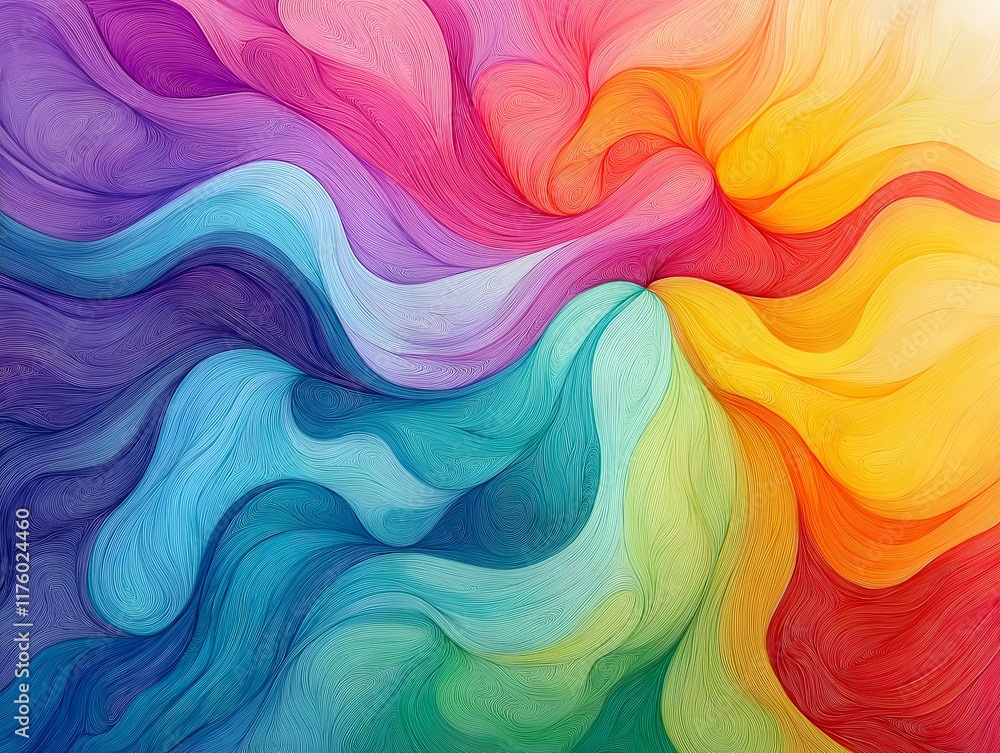 Organic flowing lines and gradients in vivid rainbow hues, soft and dreamy Organic flowing lines and gradients in vivid rainbow hues, soft and dreamy