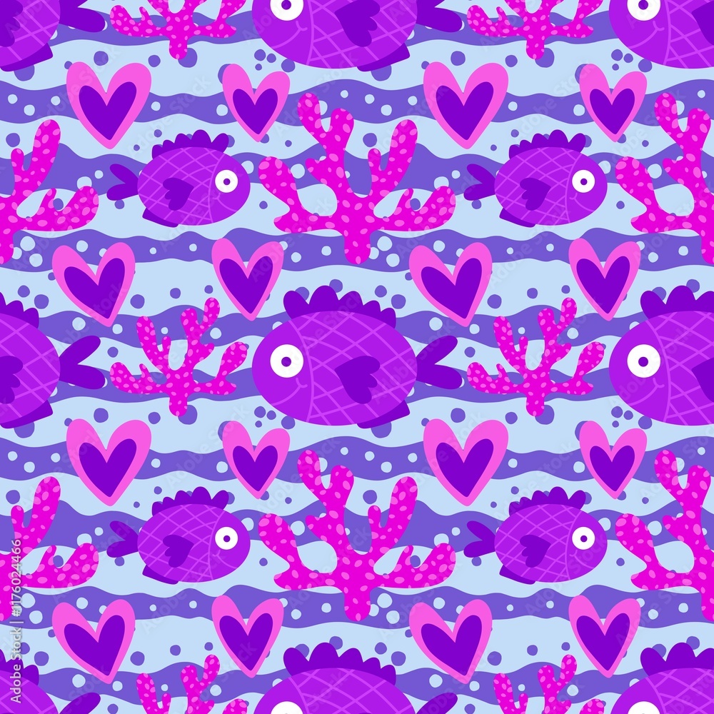 Ocean seamless fish pattern for wrapping paper and fabrics and linens Ocean seamless fish pattern for wrapping paper and fabrics and linens