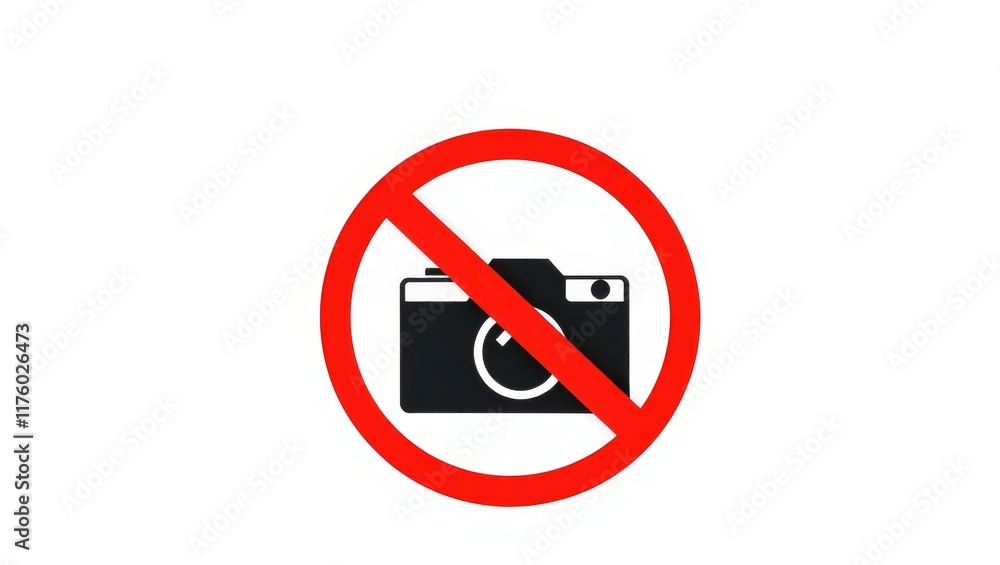No photography allowed icon with red prohibition symbol No photography allowed icon with red prohibition symbol