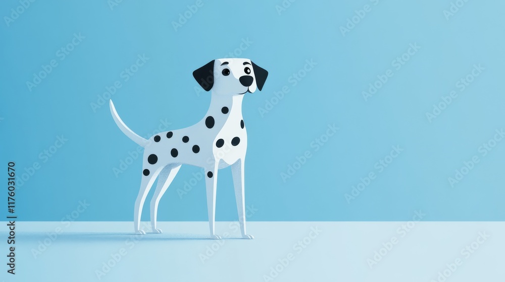 Whimsical Cartoon Dog with Black Dots, Upright Pose, Playful and Urban Cool Style Whimsical Cartoon Dog with Black Dots, Upright Pose, Playful and Urban Cool Style