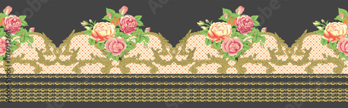 A free-flowing botanical Border intersected with linear geometric accents for an organic-modern wallpaper and stylish wrapping paper.