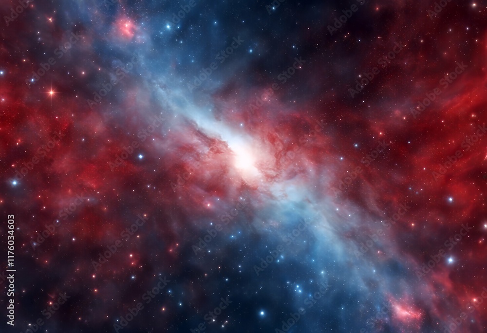 Naklejka premium galaxy video seamless background looping red stars. blue animation virtual 4K