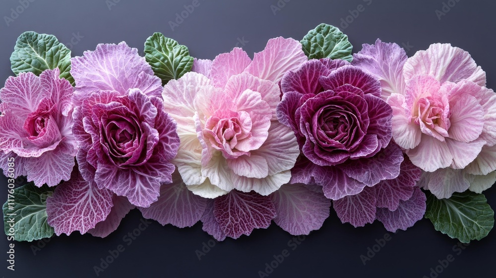 Fototapeta premium Colorful Ornamental Cabbage Flowers. Generative AI