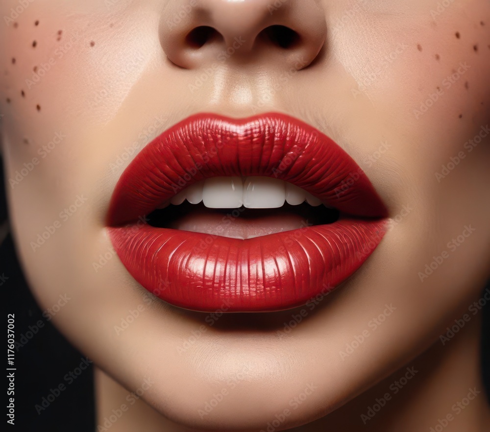 Obraz premium Halftone-inspired female lip art with vintage flair , abstract, pattern