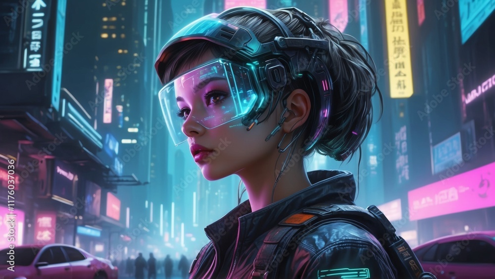 ゴーグルをつけた女性イラスト,Generative AI AI画像 ゴーグルをつけた女性イラスト,Generative AI AI画像