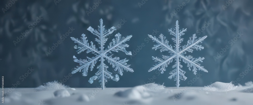 Minimalist winter scene featuring intricate hand-drawn snowflake silhouettes on a calm blue background , minimalist, snowflakes Minimalist winter scene featuring intricate hand-drawn snowflake silhouettes on a calm blue background , minimalist, snowflakes