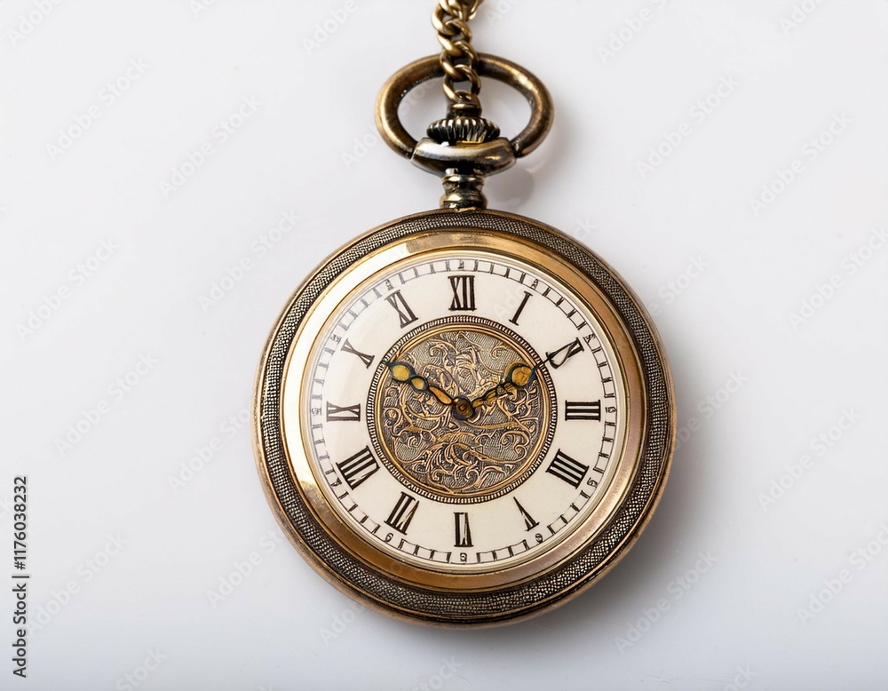 old pocket watch on white background old pocket watch on white background