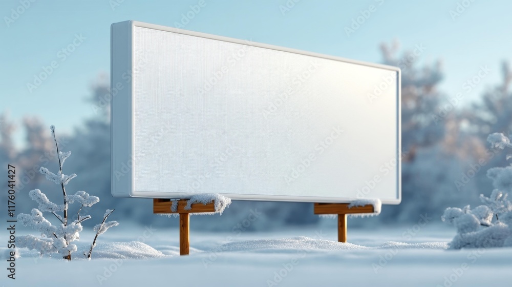Fototapeta premium Snowy Winter Billboard Mockup. Generative AI