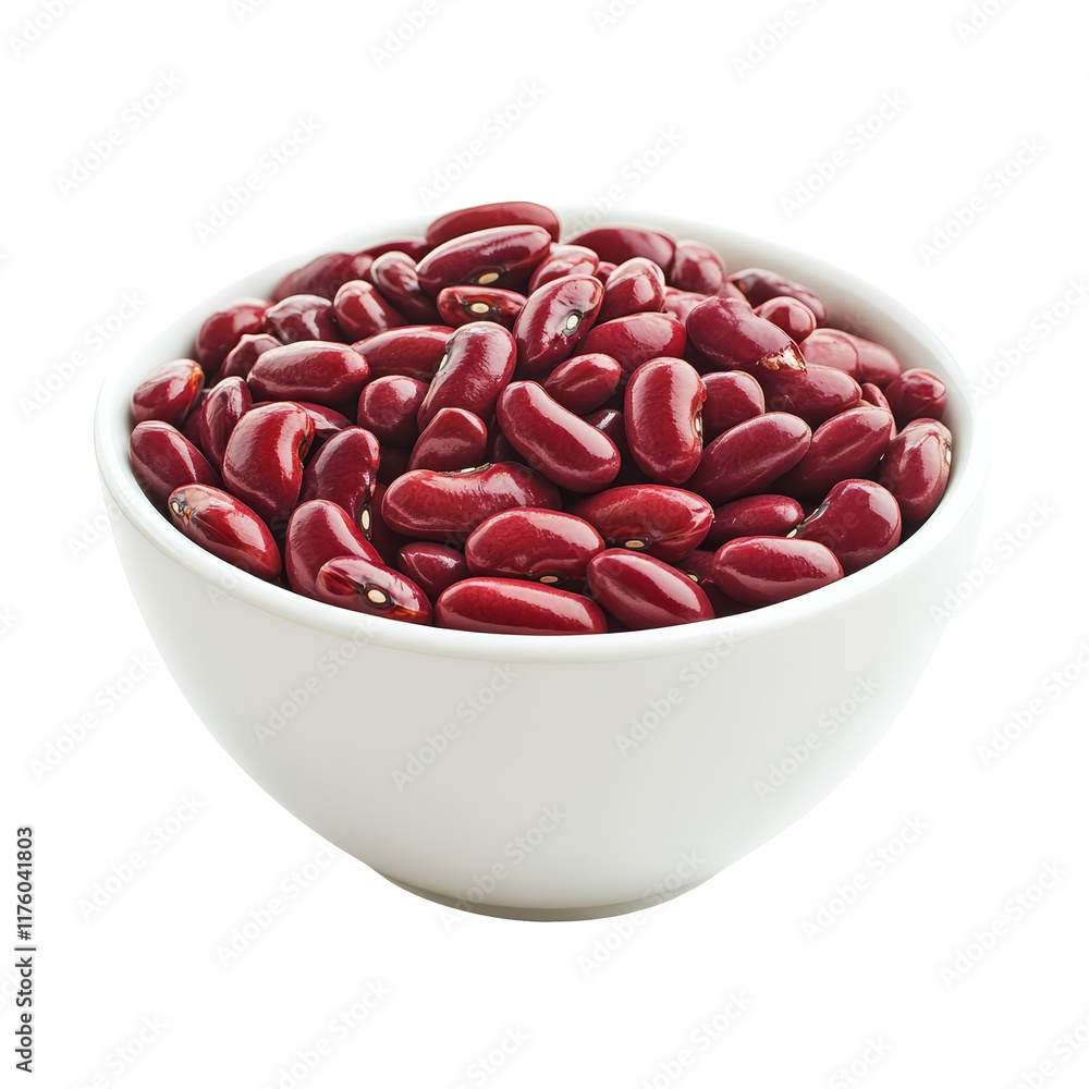 Red beans in a transparent bowl on a clean transparent background, showcasing their rich color and natural shine, Red beans in transparent bowl isolated on transparent background Red beans in a transparent bowl on a clean transparent background, showcasing their rich color and natural shine, Red beans in transparent bowl isolated on transparent background