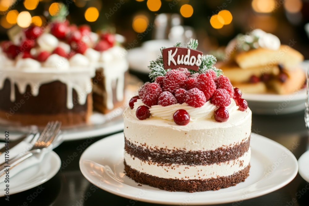 A small gathering in a cozy café where a group celebrates a friend achievement with a “Kudos†cake and laughter A small gathering in a cozy café where a group celebrates a friend achievement with a “Kudos†cake and laughter