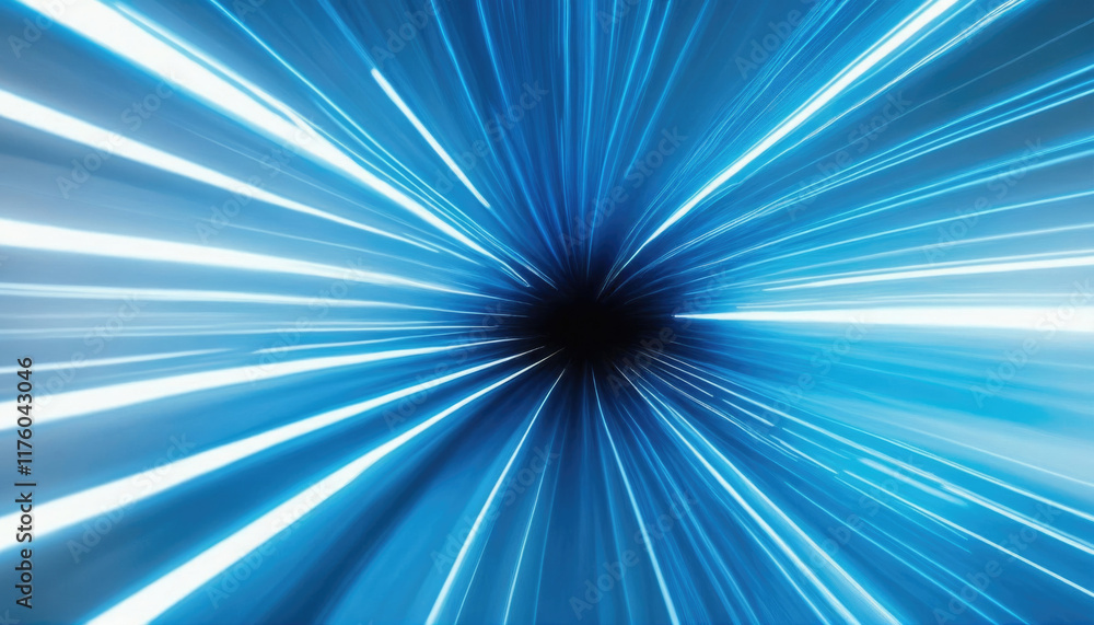 Fast movement through a vibrant tunnel of blue light creating a sense of speed and depth Fast movement through a vibrant tunnel of blue light creating a sense of speed and depth