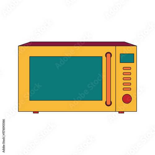 Illustration oven retro with outline vibrant color and blank background