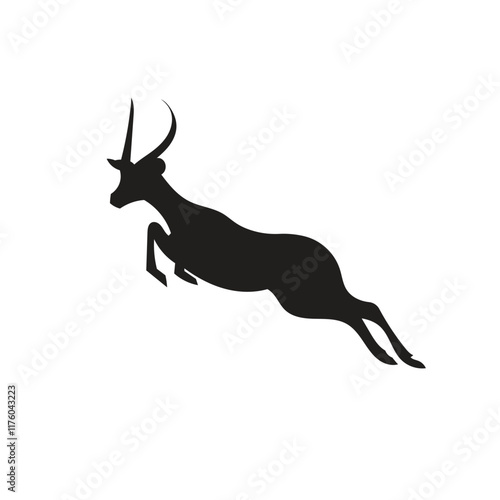 Logo impala jump minimalist unique design with blank background