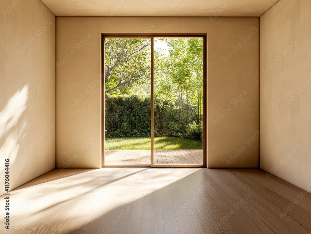 Fototapeta premium A room with a large window and a door