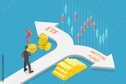 3D Isometric Flat Vector Illustration of Exchange Traded Fund, ETF On The Stock Exchange To Invest In A Variety Of Securities
