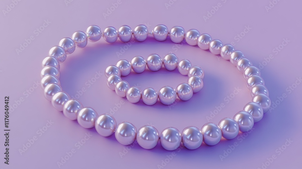 Obraz premium Two pearl circles, larger and smaller, on lavender background.