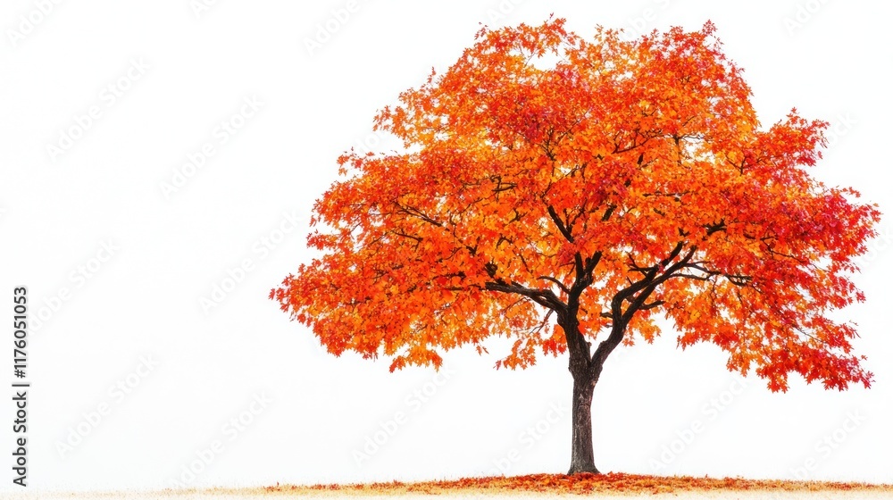 Vibrant autumn tree with orange leaves isolated on white. Vibrant autumn tree with orange leaves isolated on white.