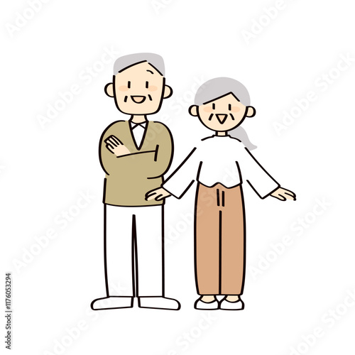 笑顔　シニア夫婦のイラスト