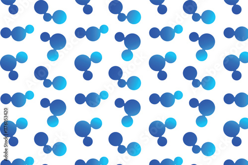 Seamless background with blue metaballs, abstract geometric shapes. Connected figures of liquid molecules. Vector illustration. photo