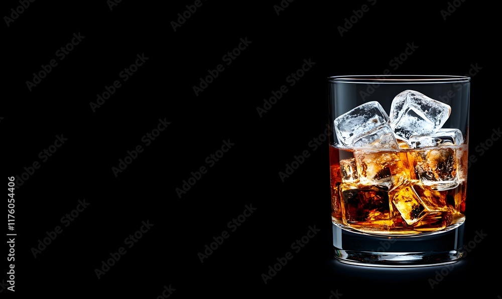 Crystal clear glass of refreshing Vieux Carre drink Image clean simple background,generation AI Crystal clear glass of refreshing Vieux Carre drink Image clean simple background,generation AI
