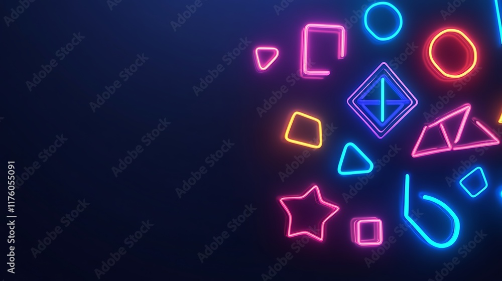 Neon Shapes Abstract Geometric Design Background Neon Shapes Abstract Geometric Design Background