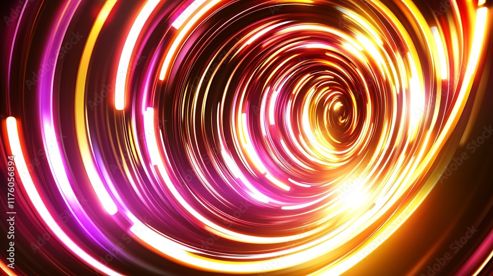 Fototapeta premium Abstract swirling neon light circles creating a vortex