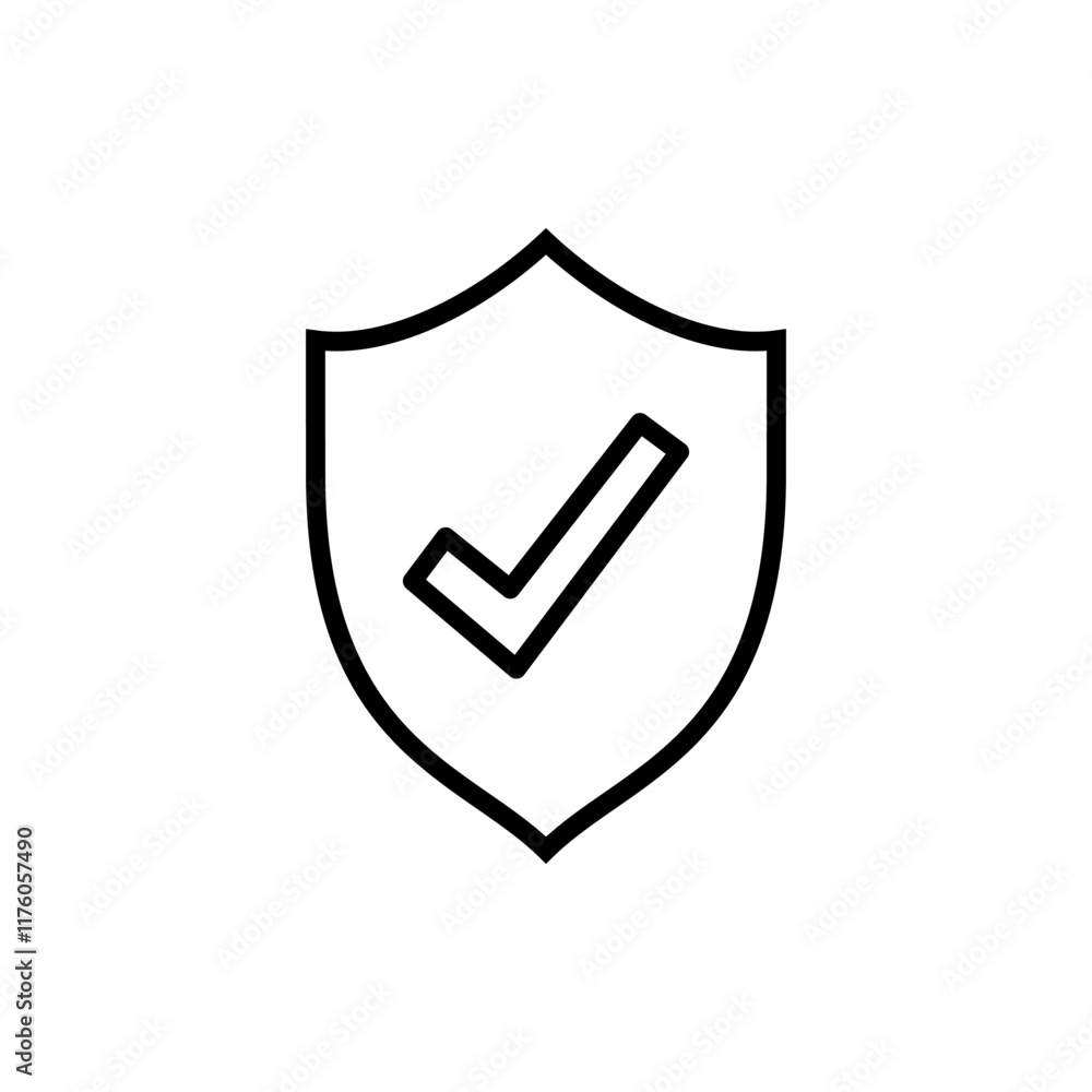 Shield check mark icon vector. Protection approve sign. Insurance icon Shield check mark icon vector. Protection approve sign. Insurance icon