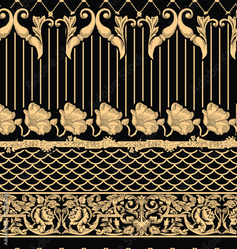 A fusion of Art elegance with geometric floral patterns, creating an upscale design for wallpaper and sophisticated gift wrap.