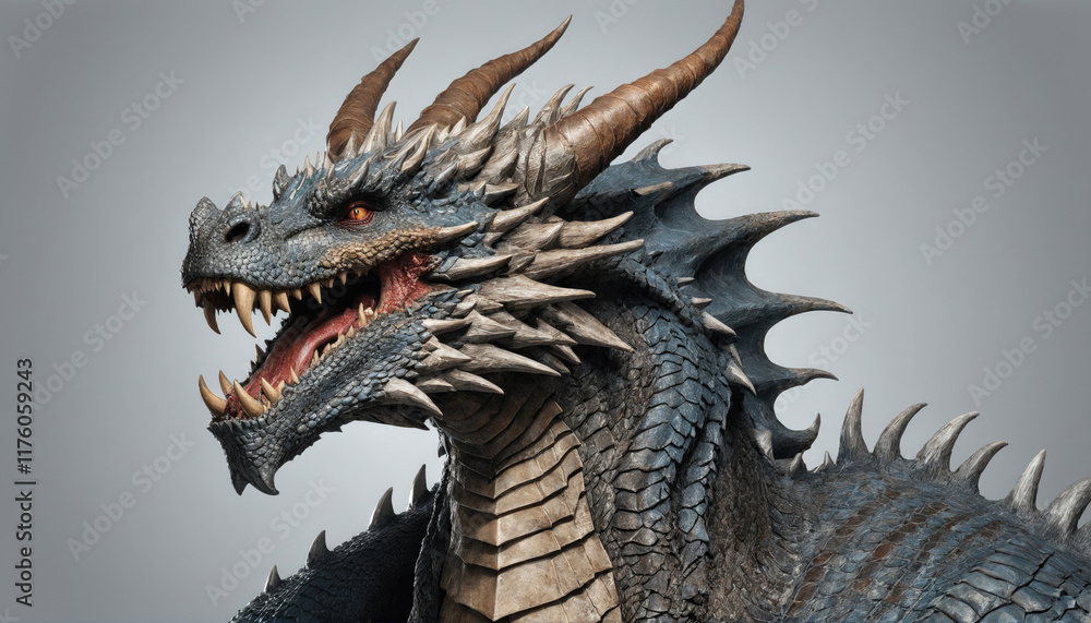 Dragon sculpture with detailed features showcasing powerful presence and fierce expression Dragon sculpture with detailed features showcasing powerful presence and fierce expression