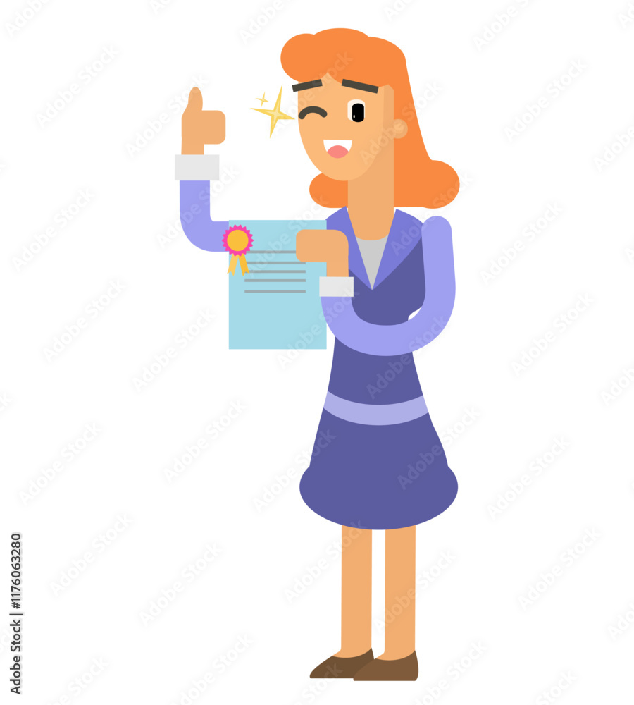 business woman cartoon vector holding paper achievement business woman cartoon vector holding paper achievement