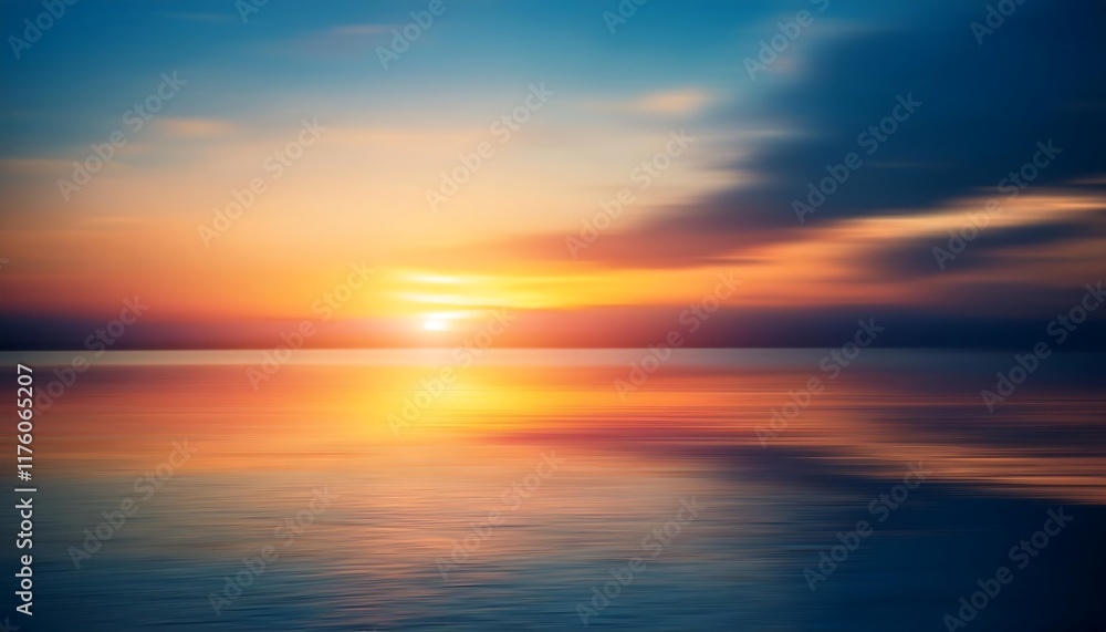 A blurred image of a sunset or sunrise over water creates a soft, calming, and abstract scene A blurred image of a sunset or sunrise over water creates a soft, calming, and abstract scene