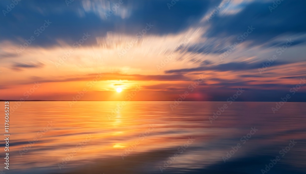 Obraz premium A blurred image of a sunset over water creates an abstract scene with vibrant colors