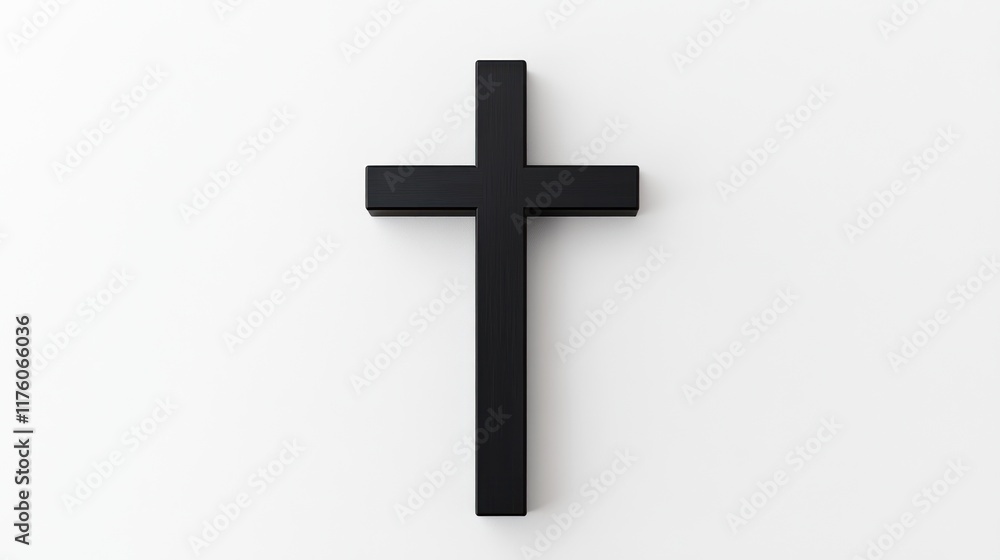 Simple black cross on a white background, symbolizing faith. Simple black cross on a white background, symbolizing faith.