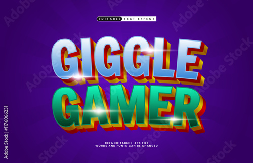 giggle gamer editable text effect with a kids and game text style