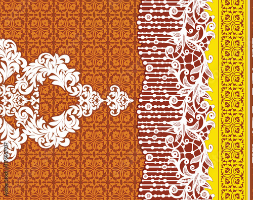 A fusion of Art elegance with geometric floral patterns, creating an upscale design for wallpaper and sophisticated gift wrap.