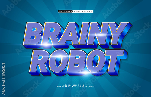 brainy robot editable text effect with a robot and smart text style