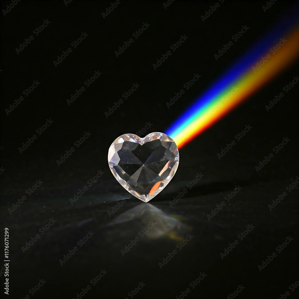 Fototapeta premium A heart-shaped prism reflecting rainbow light