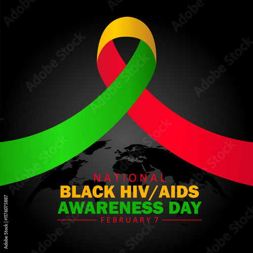 National Black HIV AIDS Awareness Day. With awareness ribbon. Banner, poster, card, background design. Vector illustration. Template for background, banner, card, poster.