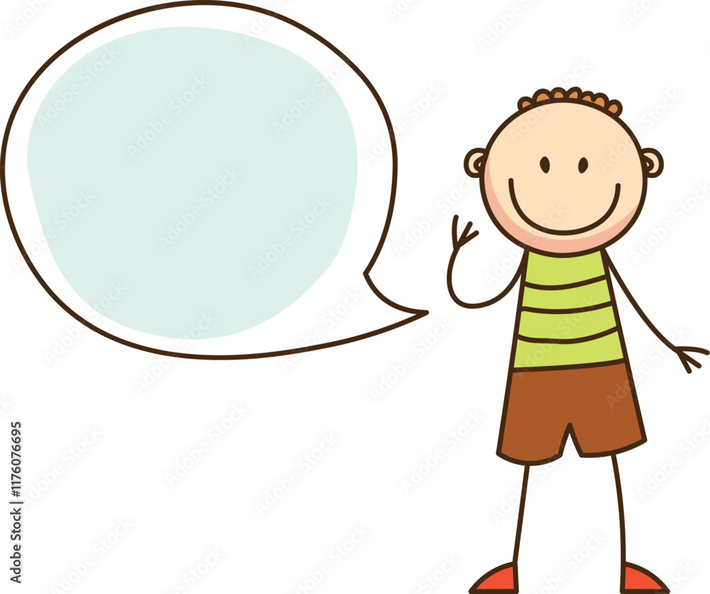 Hand Drawn Cartoon Boy With Speech Bubble Hand Drawn Cartoon Boy With Speech Bubble