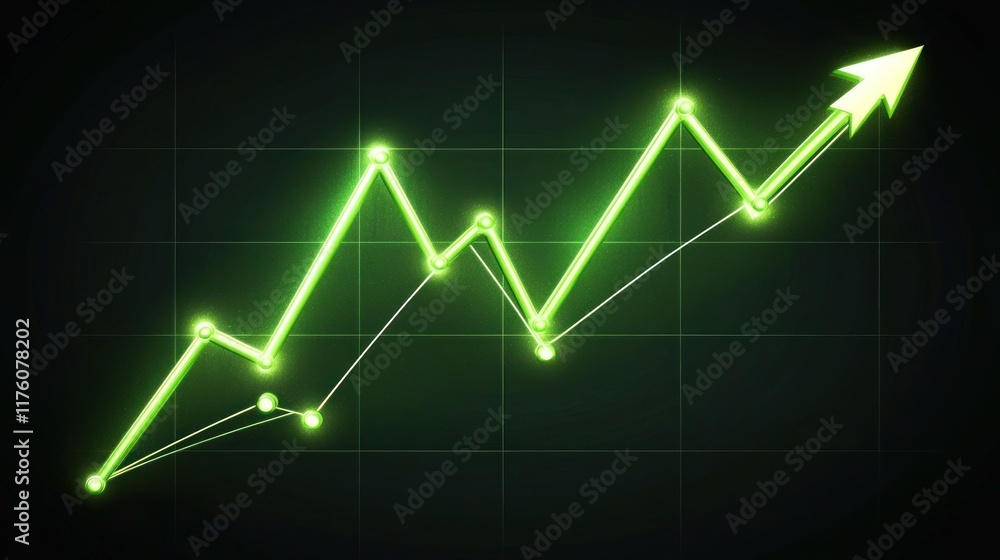 A green upward trend line graph illustrating growth and progress. A green upward trend line graph illustrating growth and progress.