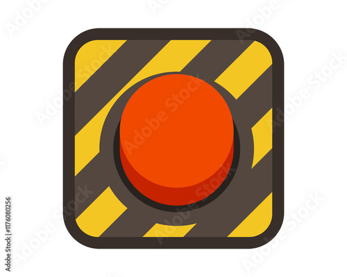 Emergency push button isolated on white background.