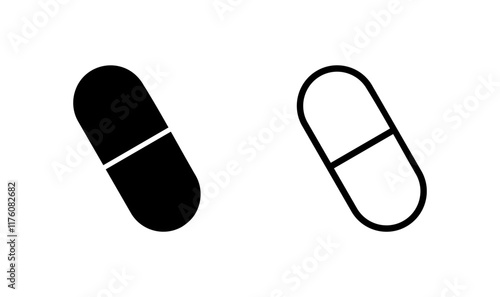 Pills icon logo design. capsule icon. Drug sign and symbol