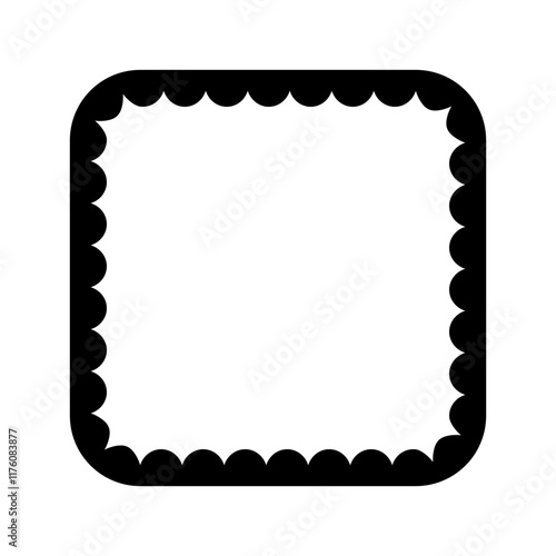 Square frame with scallop inner borders. Picture or mirror vignette with wavy inside edges isolated on white background. Vector graphic illustration.