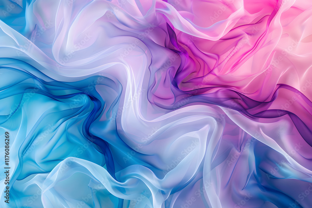 Obraz premium Abstract Draped Fabric in Blue, Purple, and Pink