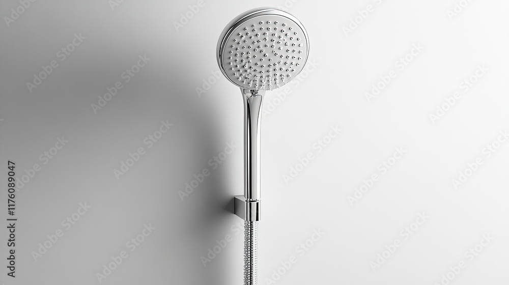 Modern chrome shower head on white wall. (1) Modern chrome shower head on white wall. (1)